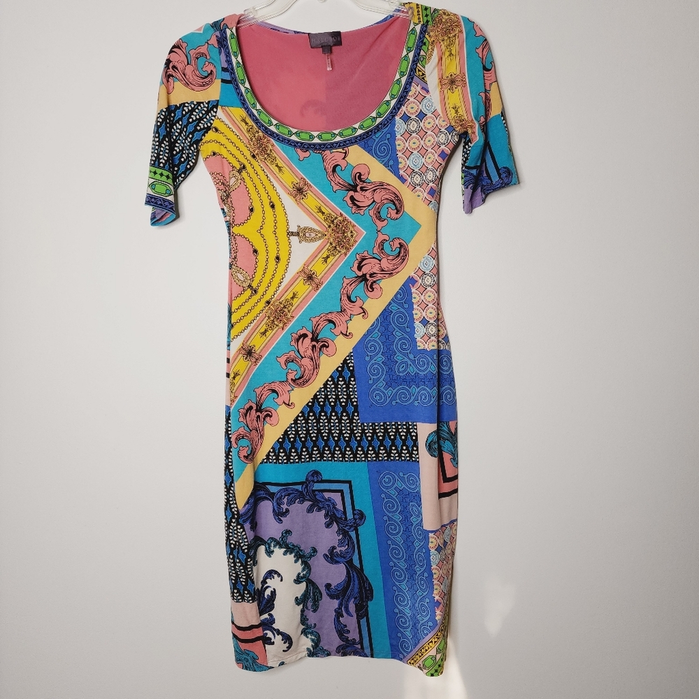 HALE BOB Bodycon Multicolor Print Dress Small - Picture 4 of 8